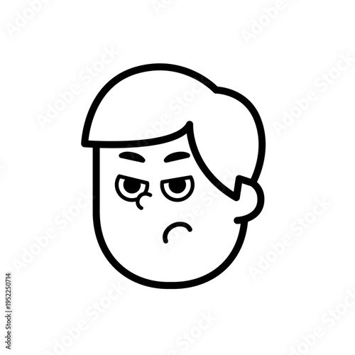 Business man face icon simple expression "Moody"