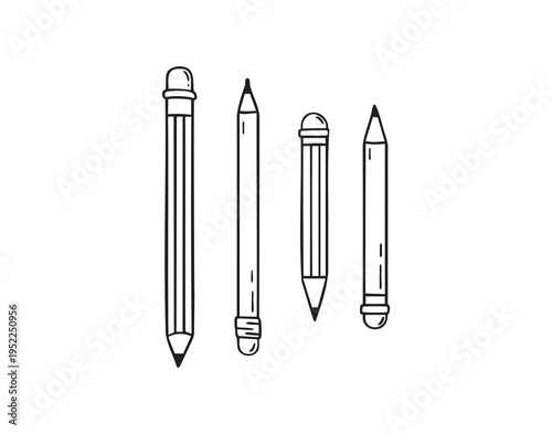Pencil with eraser hand drawn doodle line scandinavian minimalism icon. Pencil single element for school, teaching, drawing, writing tool