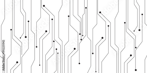Abstract Futuristic Circuit Board Technology Background. Concept of complexity and precision, as well as the importance of technology in our lives. Black circuit diagram on white background, vector. 