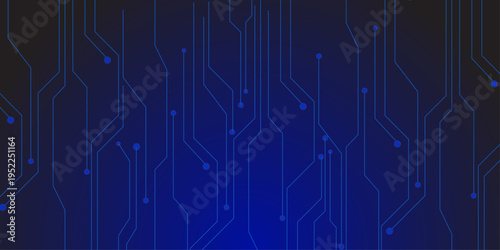 Abstract Futuristic Circuit Board Technology Background. Concept of complexity and precision, as well as the importance of technology in our lives. Blue circuit diagram on blue gradient background. 