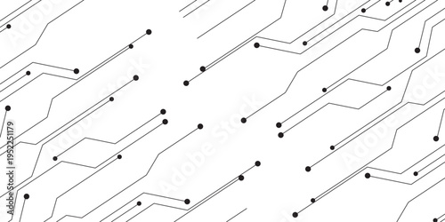 Abstract Futuristic Circuit Board Technology Background. Concept of complexity and precision, as well as the importance of technology in our lives. Black circuit diagram on white background, vector. 