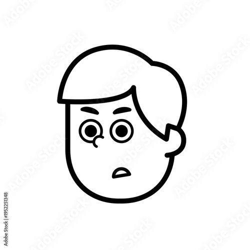 Business man face icon simple expression "Seriously"