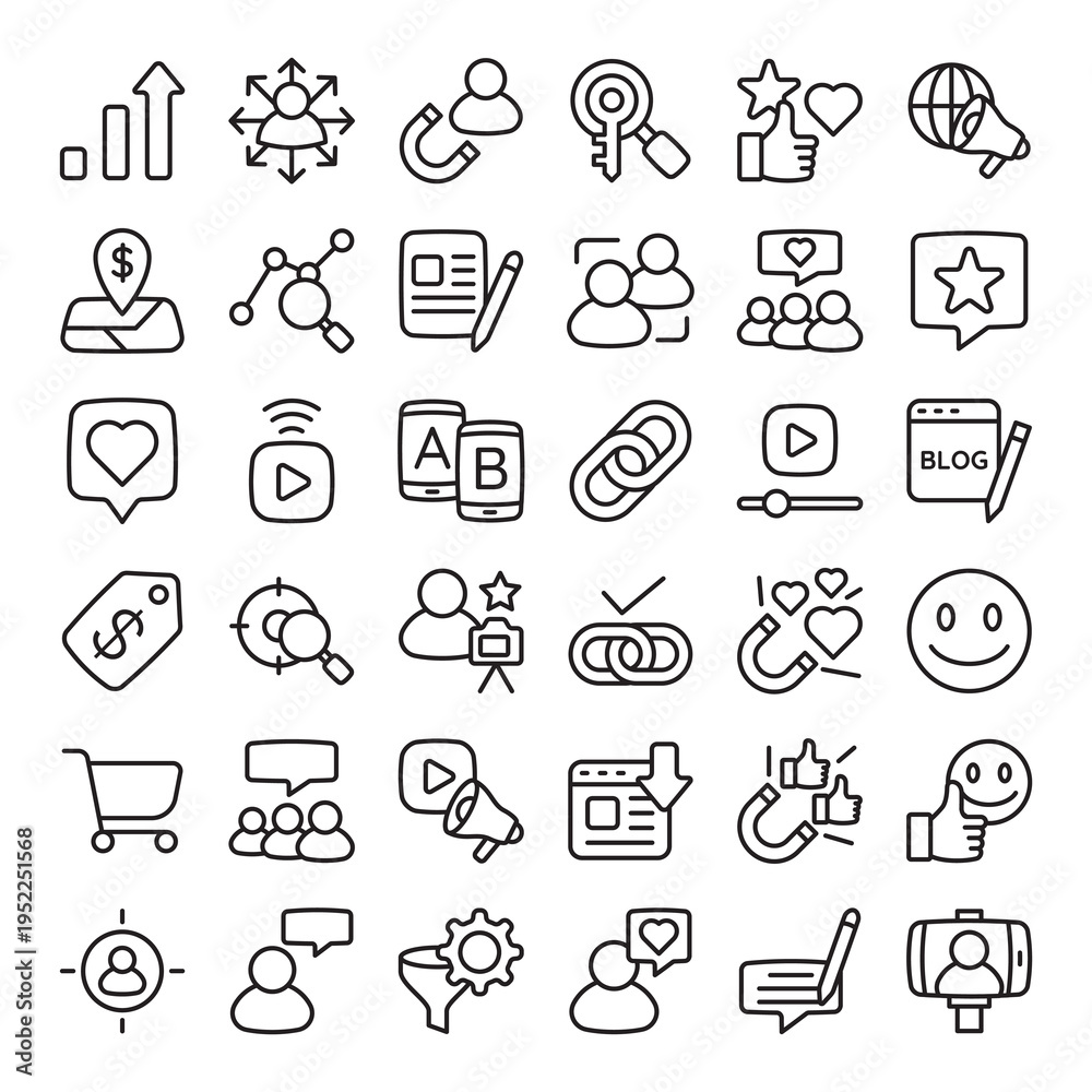 Fototapeta premium Mega Collection of SEO and Marketing Line Icons