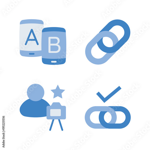 Blue Flat Mobile SEO and Link Building Symbols