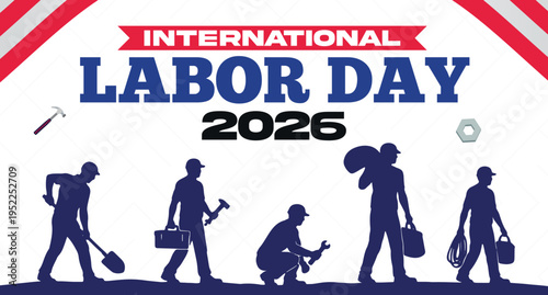 Labor Day banner with USA national holiday. - Vector illustration