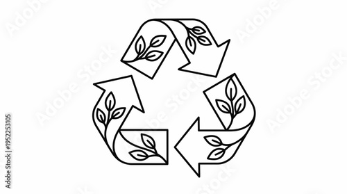 Recycling symbol with leaves, representing environmental sustainability and eco-friendly practices