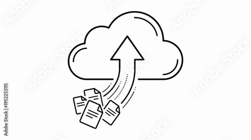 Cloud upload icon representing file transfer and digital data storage