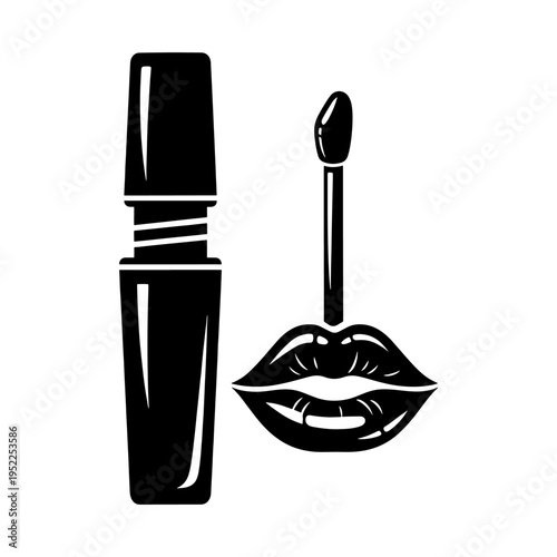 A striking black and white image of lipstick and its applicator presented as a bold silhouette