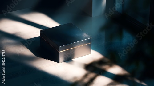an intriguing scene featuring a black and orange object, which could be described as a box with a pr