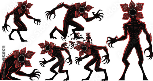 Black silhouette vector set of horses and horse rider with athletic people running jumping dancing and performing energetic sports actions