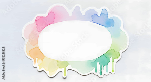 Colorful watercolor cloud frame with blank space for text, perfect for invitations and creative projects