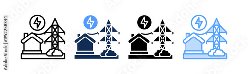 Energy Distribution Icon Multiple Style