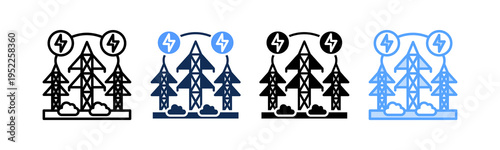 Electrical Grid Icon Multiple Style