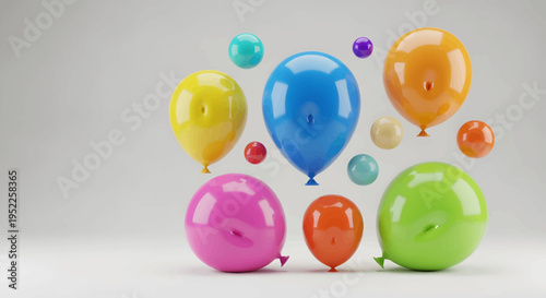 A cheerful and vibrant collection of colorful balloons, presenting a playful assortment of sizes and bright hues, ideal for adding a festive touch to any celebration or event