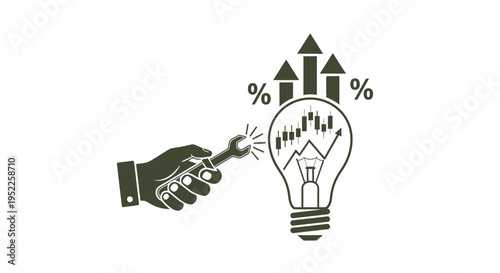 A hand using a wrench to fix a lightbulb representing growth