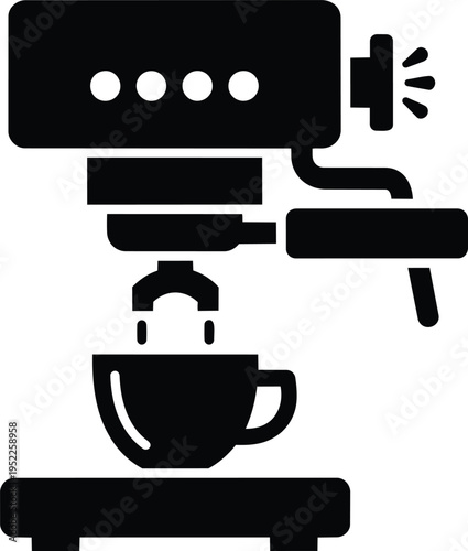 Coffee machine with cup silhouette for coffee shop or kitchen design