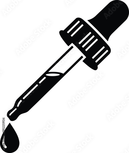 Black and white dropper icon for medicine or science