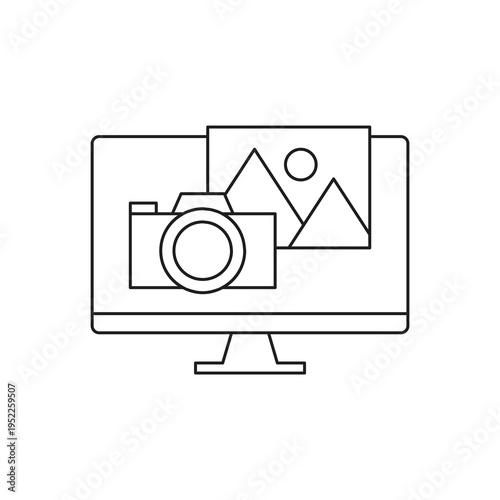 Photo camera gallery on computer monitor