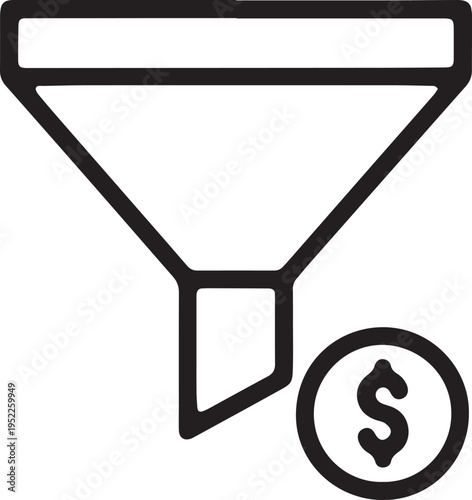 Art & Illustration, Sales funnel icon for marketing conversion and lead generation strategy