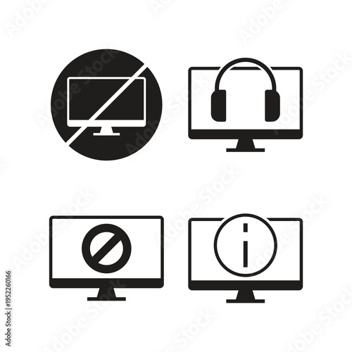 Help and alert monitor solid icon set