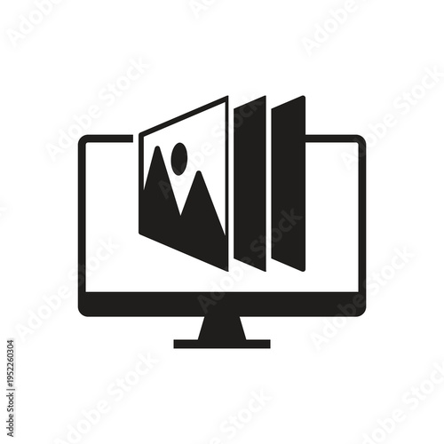 Multiple image gallery on computer monitor