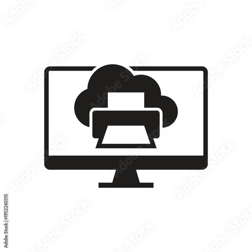 Cloud printing service on monitor screen