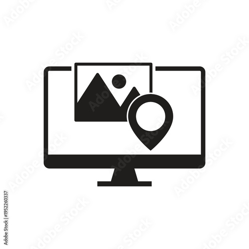 Image location geotag on monitor screen