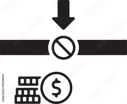 Art & Illustration, Business sales funnel icon with money symbols representing financial transaction flow