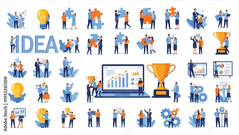 Fototapeta premium Business Icons Set – Vector Collection of Office, Finance, and Corporate Symbols