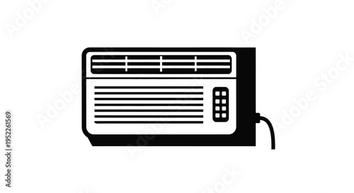Simple black and white illustration of a window air conditioner unit