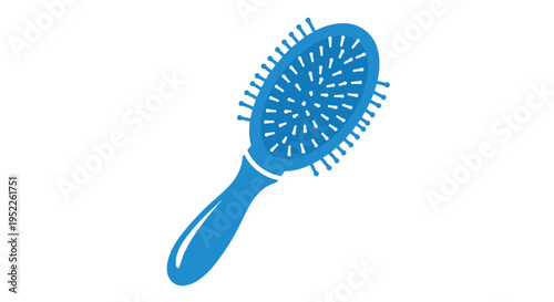A blue hairbrush illustration with a plastic handle and numerous bristles