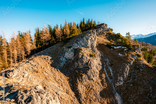 Winter snow hiking near city of Zakopane with view of poland Tatra mountains from Nosal peak in Poland