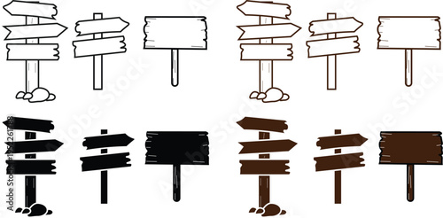 Set of 12 blank signboard icons vector