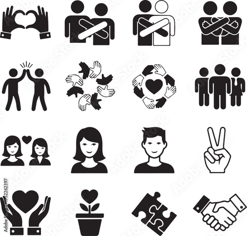 Friendship icon set