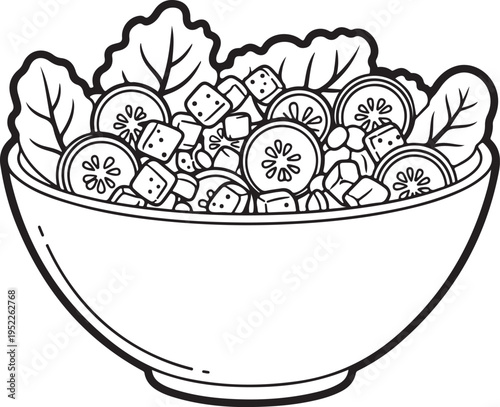 Garden salad with lettuce, tomatoes & bread crumbs flat icon for apps and websites