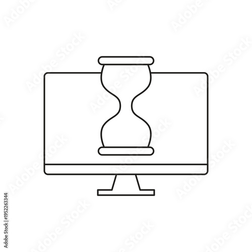 Hourglass waiting loading icon on computer screen