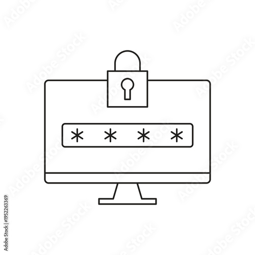 Password login lock icon on computer screen