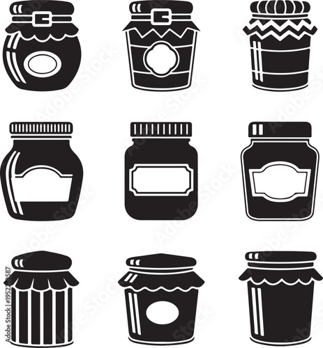 Glass jar icon vector set. bottle illustration sign collection. conservation symbol on white background.