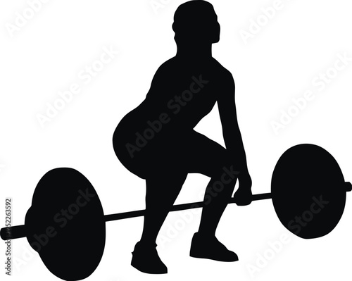 Vector silhouette of a woman weightlifter performing a deadlift