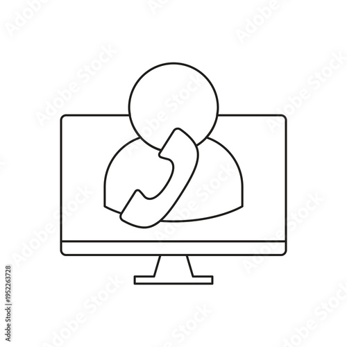 Customer support agent icon on computer screen