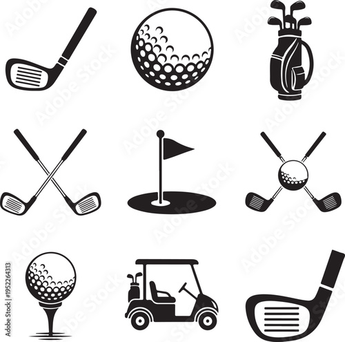 Golf icon, logo isolated on white background