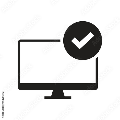 Success check mark icon on computer solid