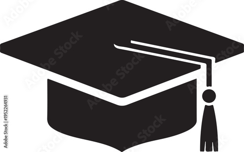 Grad cap silhouette icon. Clipart image isolated on white background