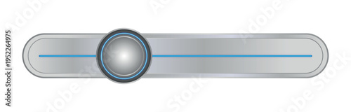 Futuristic chrome slider bar with neon light indicator for high-tech dashboard and app UI