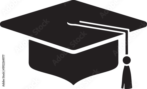Grad cap silhouette icon. Clipart image isolated on white background