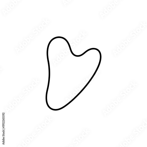 A simple black outline of a gua sha tool against a plain white background a striking silhouette