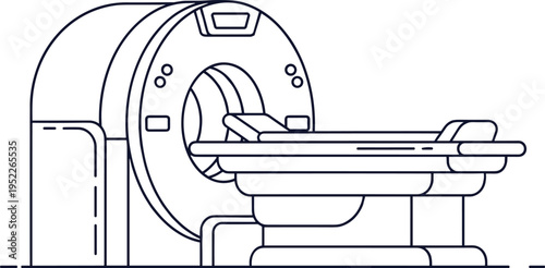 MRI scanner machine icon, CT scan equipment illustration, medical imaging device, hospital radiology technology, diagnostic machine vector, healthcare outline equipment design