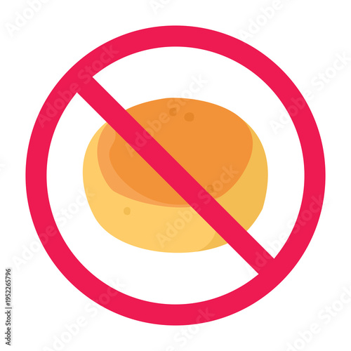 No snack sign, forbidden sugary snack sign, sweet food prohibited symbol
