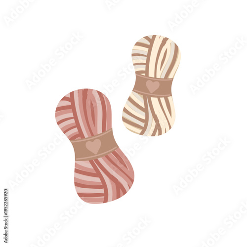 Colorful Yarn Skeins Set Flat Illustration Knitting and Crochet Materials