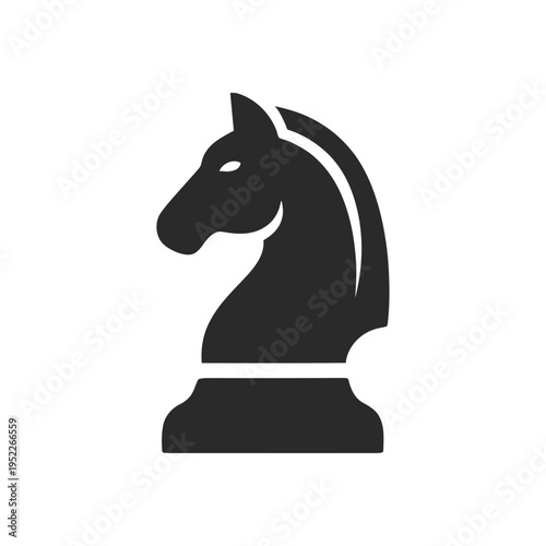 Chess knight icon vector, horse piece symbol, board game design,